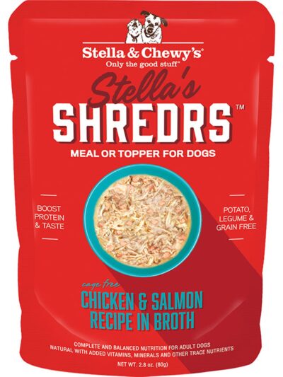 Stella and Chewys Dog Shredrs Chicken and Salmon 2.8oz. (Case of 24)
