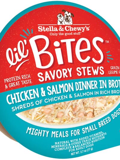 Stella and Chewys Dog Lil Bites Savory Stew Chicken and Salmon 2.7oz. (Case of 12)