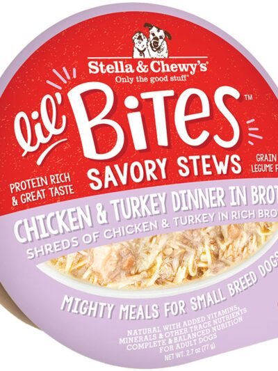 Stella and Chewys Dog Lil Bites Savory Stew Chicken and Turkey 2.7oz. (Case of 12)