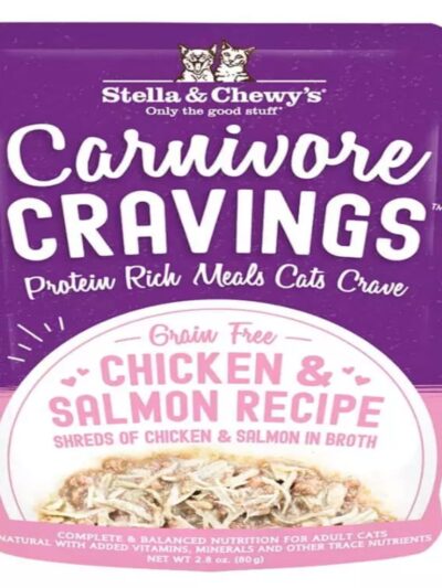 Stella and Chewys Cat Carnivore Cravings Shred Chicken and Salmon 2.8oz. (Case of 24)