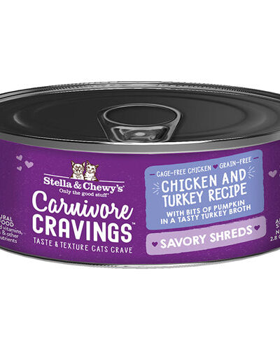 Stella and Chewys Cat Carnivore Cravings Shred Chicken and Turkey 2.8oz. (Case of 24)