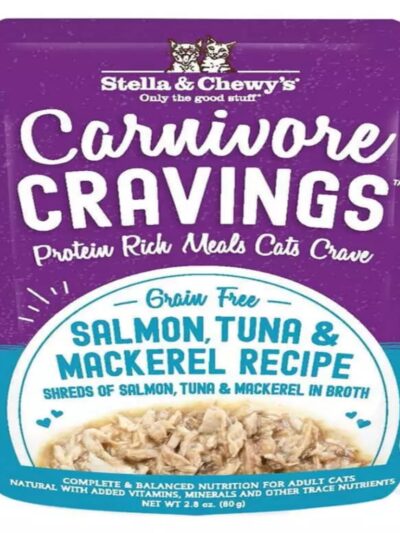 Stella and Chewys Cat Carnivore Cravings Shred Tuna and Mackerel 2.8oz. (Case of 24)