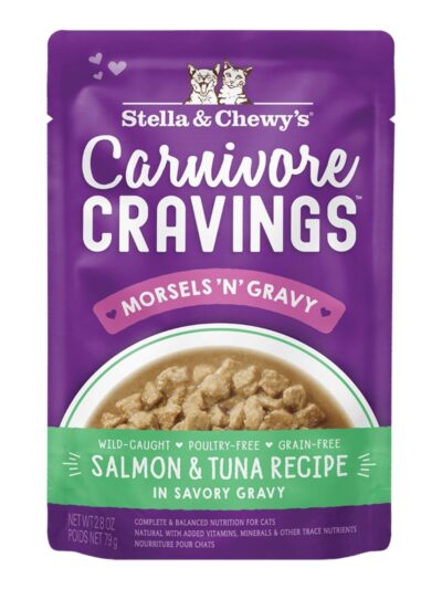 Stella and Chewys Carnivore Cravings MorselsNGravy Salmon and Tuna Recipe 2.8oz. (Case of 24)