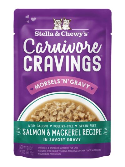 Stella and Chewys Carnivore Cravings MorselsNGravy Salmon and Mackerel Recipe 2.8oz. (Case of 24)