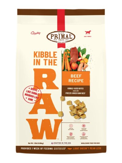 Primal Dog Freeze-Dried Kibble In The Raw Beef 1.5Lb