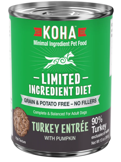 Koha Dog Limited Ingredient Grain Free 90% Turkey 13oz. (Case of 12)