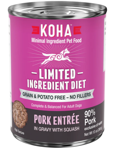 Koha Dog Limited Ingredient Grain Free 90% Pork 13oz. (Case of 12)