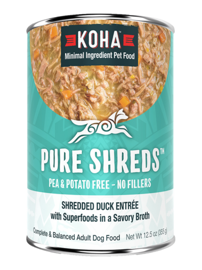 Koha Dog Grain Free Shredded Duck 12.5oz. (Case of 12)