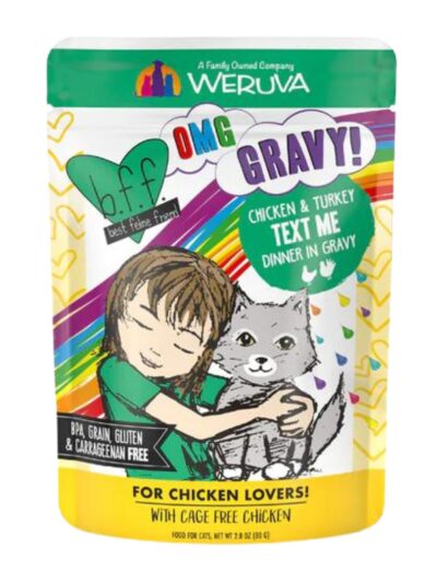 BFF Cat OMG Chicken and Turkey Text Me Dinner in Gravy 2.8oz. Pouch (Case of 12)