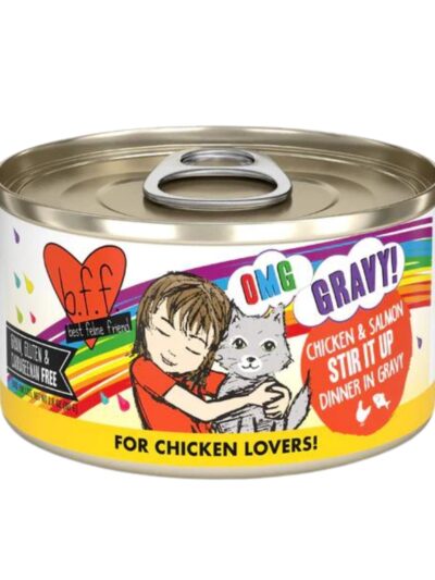 BFF Cat Omg Chicken and Salmon Stir It Up Dinner in Gravy 2.8oz. (Case of 12)
