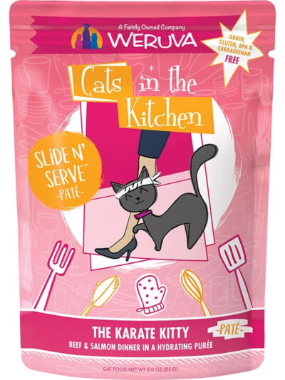 Cats in the Kitchen Slide N Serve The Karate Kitty Beef and Salmon Dinner 3oz. (Case of 12)