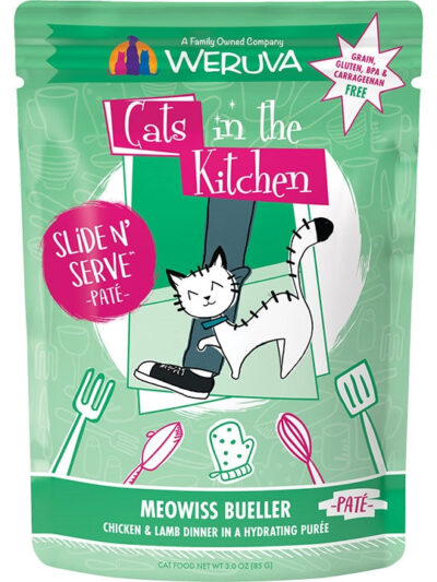Cats In The Kitchen Slide N Serve Meowiss Bueller Chicken and Lamb Dinner 3oz. Pouch (Case of 12)