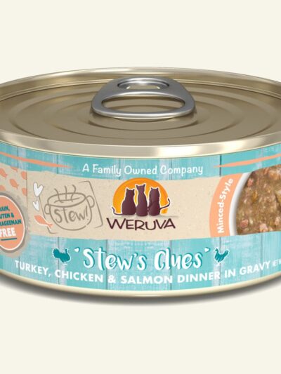 Weruva Cat Stews Clues Turkey; Chicken and Salmon Dinner in Gravy 5.5oz (Case of 8)