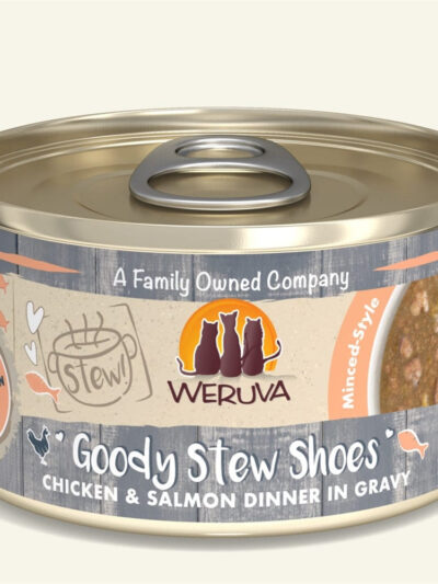 Weruva Cat Stew! Goody Stew Shoes Chicken and Salmon Dinner in Gravy 2.8oz. (Case of 12)