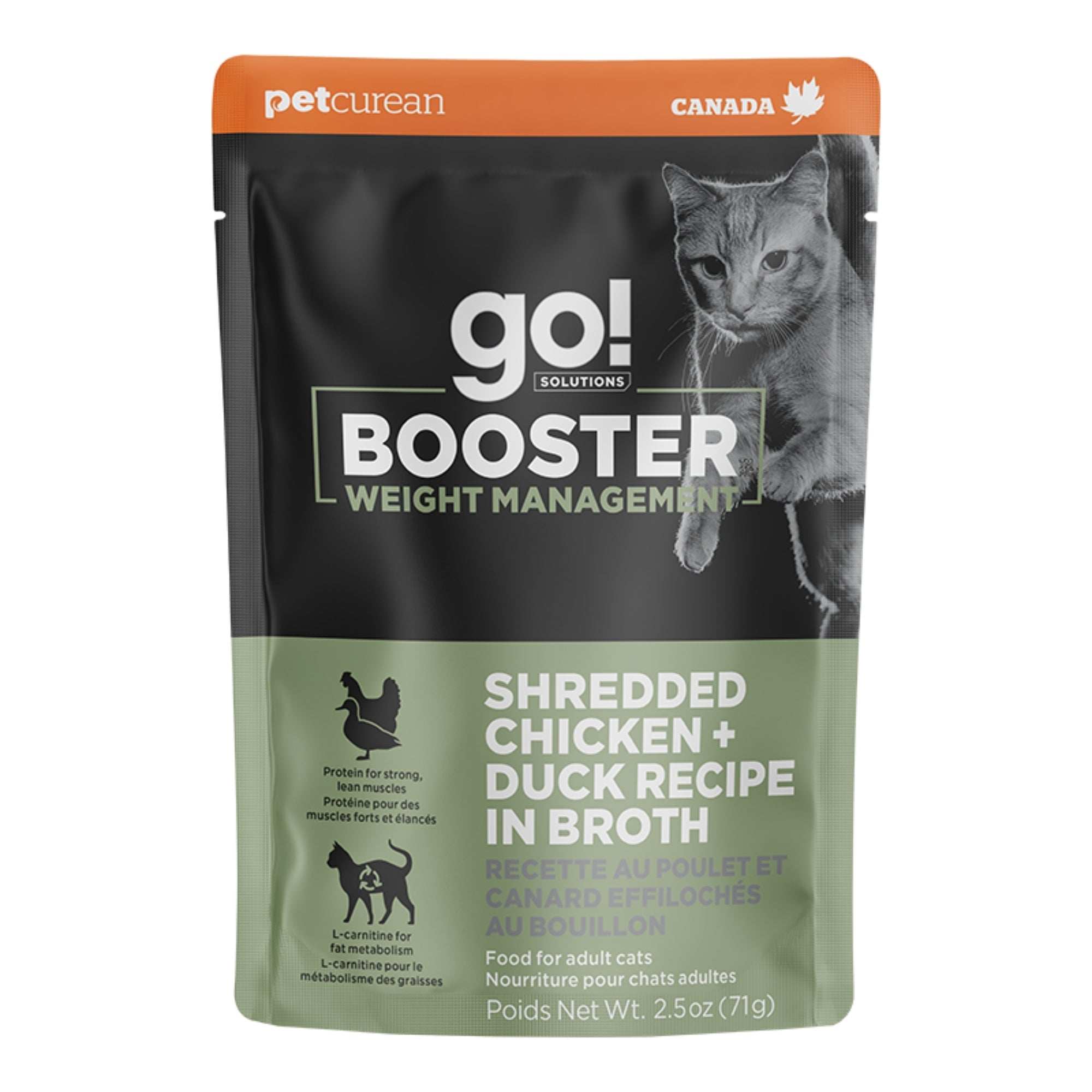 Go! Cat Booster Weight Management Shredded Chicken & Duck 2.5oz. (Case of 24)