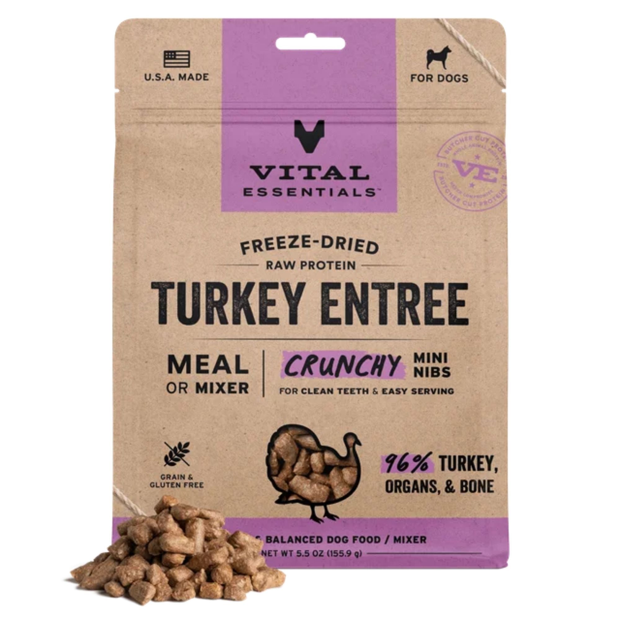 Vital Essentials Dog Freeze-Dried Mini Nibs Turkey 5.5oz.