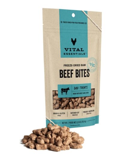 Vital Essentials Dog Freeze-Dried Treat Bites Beef 2.5oz.