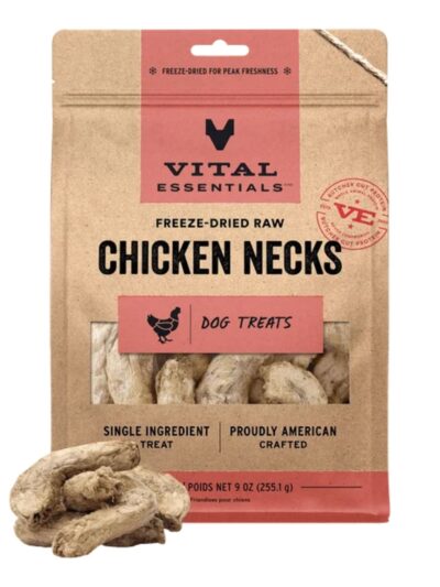 Vital Essentials Dog Freeze Dried Treat Chicken Necks 9oz.