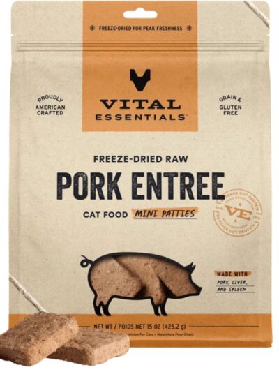 Vital Essentials Cat Freeze Dried Mini Patties Raw Pork 15Oz