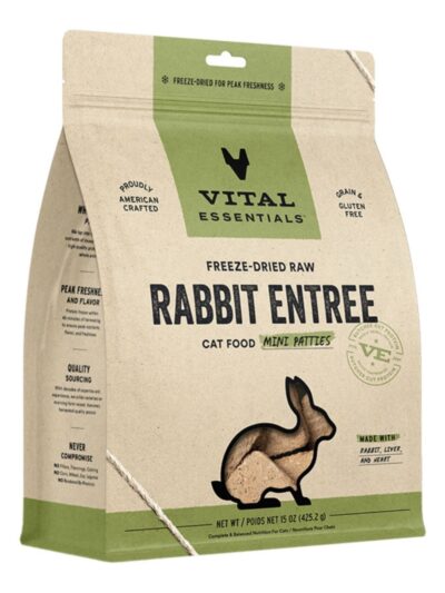 Vital Essentials Cat Freeze Dried Mini Patties Raw Rabbit 15Oz
