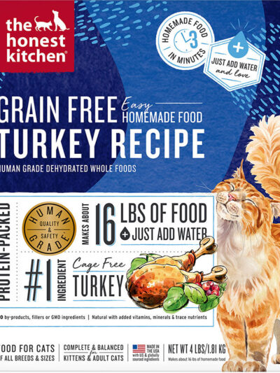 Honest Kitchen Cat Grain Free Dehydrated Turkey 4Lb
