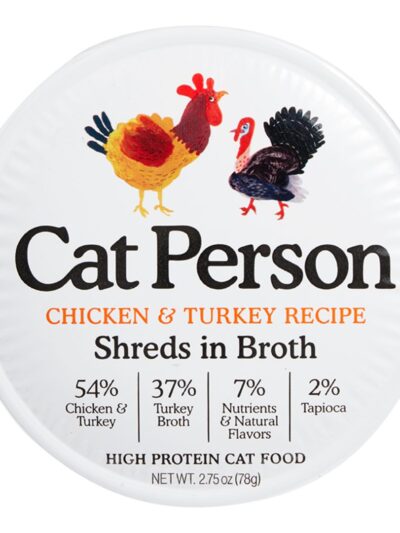 Cat Person Cat Bowl Booster Shreds In Broth Chicken & Turkey 2.75Oz 24 Pack