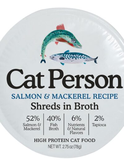 Cat Person Cat Bowl Booster Shreds In Broth Salmon & Mackerel 2.75Oz 24 Pack