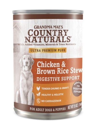 Grandma Mae's Country Naturals Digestive Support Wet Dog Food Chicken & Brown Rice Stew 13oz