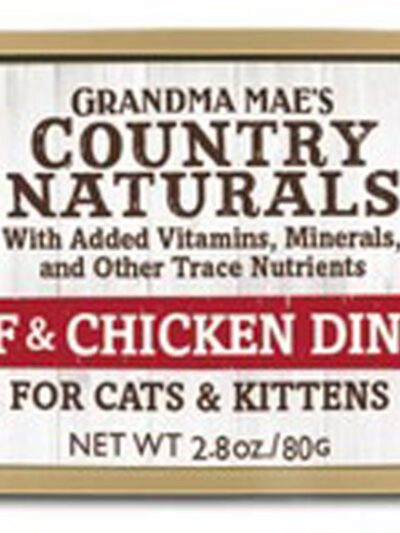 Grandma Mae's Country Naturals Grain Free Chunks in Gravy Wet Cat & Kitten Food Beef & Chicken 2.8oz 24pk