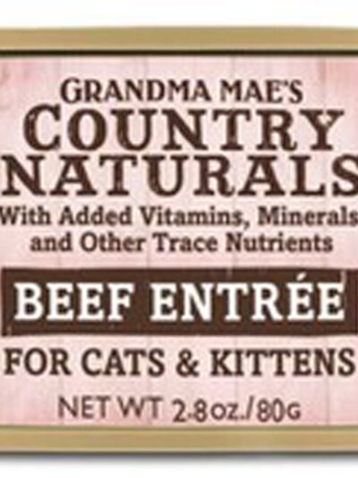 Grandma Mae's Country Naturals Grain Free Pate Wet Cat & Kitten Food Beef 2.8oz 24pk