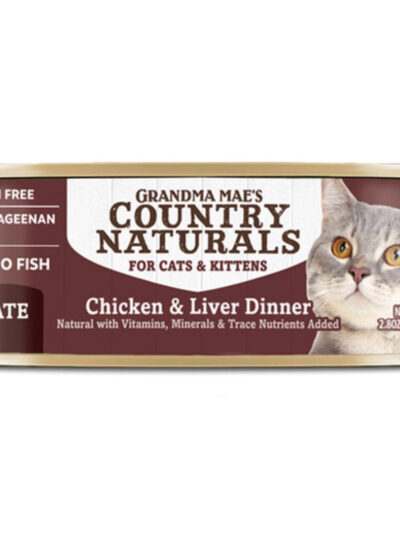 Grandma Mae's Country Naturals Pate Dinner Canned Cat Food Chicken & Liver 2.8oz
