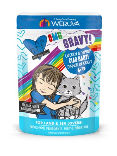 BFF Cat Ciao Baby! Omg Chicken and Shrimp Dinner in Gravy 2.8oz. Pouch (Case of 12)