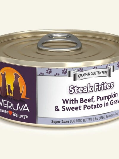 Weruva Dog Steak Frites With Beef; Pumpkin And Sweet Potato In Gravy 5.5oz. (Case of 24)