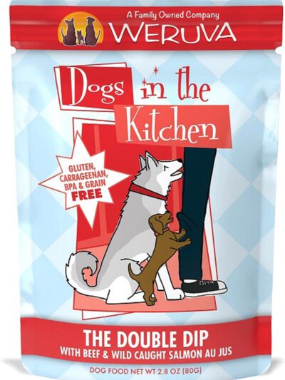 Dogs In The Kitchen Dog The Double Dip With Beef & Wild-Caught Salmon Au Jus 2.8oz. Pouch (Case of 12)