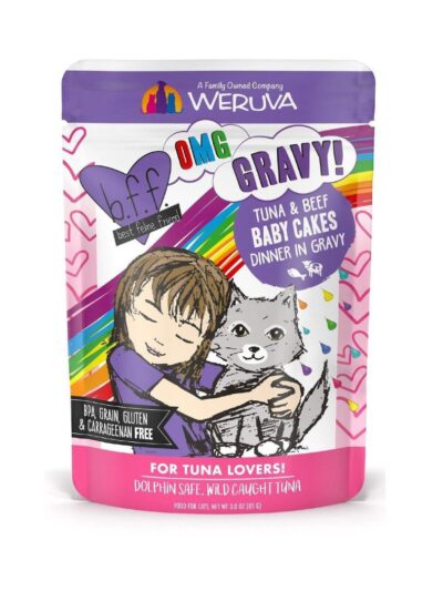 BFF Cat Omg Baby Cakes Tuna and Beef Dinner in Gravy 3oz. Pouch (Case of 12)