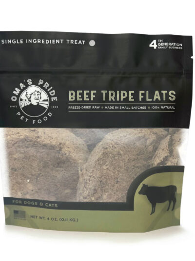 Omas Pride Dog Cat Freeze Dried Beef Tripe Flats 4oz.