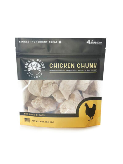 Omas Pride Dog Cat Freeze Dried Chicken Breast Chunks 4oz.