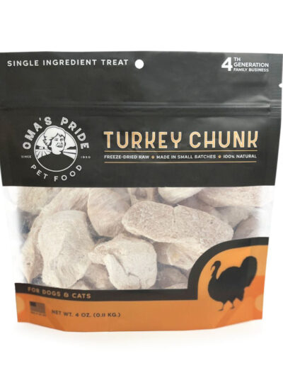 Omas Pride Dog Cat Freeze Dried Turkey Breast Chunks 4oz.
