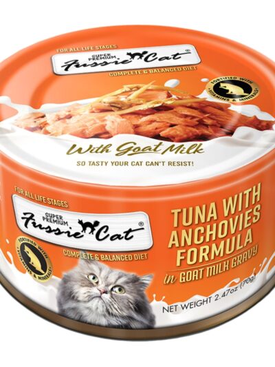 Fussie Cat Premium Tuna with Anchovies in Goat milk Gravy 2.47oz. (Case of 24)