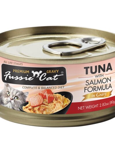 Fussie Cat Premium Tuna with Salmon Formula in Gravy 2.82oz. (Case of 24)