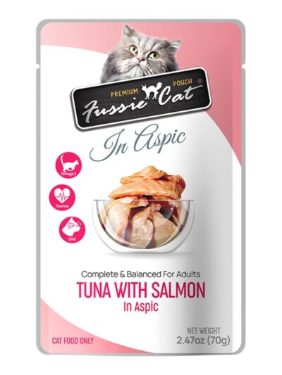 Fussie Cat Premium Tuna with Salmon in Aspic 2.47oz. Pouch (Case of 12)