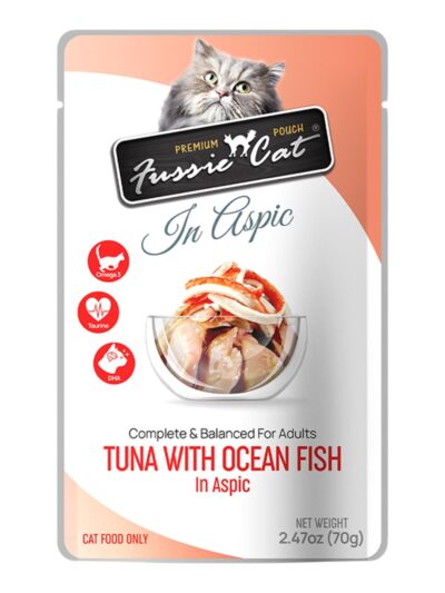 Fussie Cat Premium Tuna with Oceanfish in Aspic 2.47oz. Pouch (Case of 12)