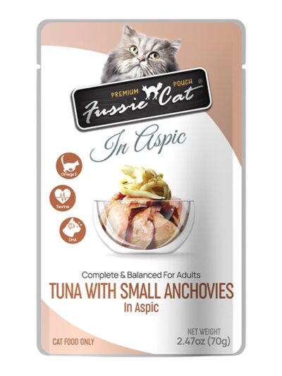 Fussie Cat Premium Tuna with Small Anchovies in Aspic 2.47oz. Pouch