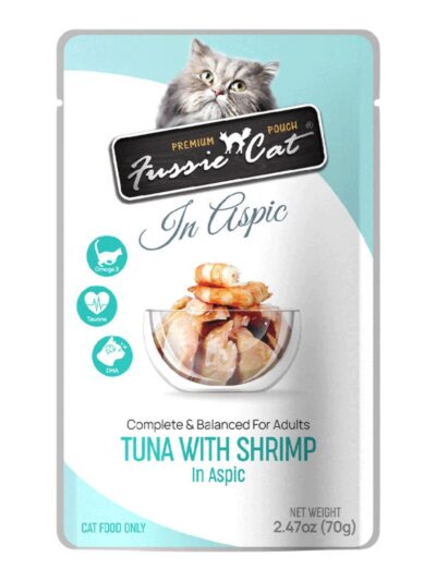 Fussie Cat Premium Tuna with Shrimp in Aspic 2.47oz. Pouch