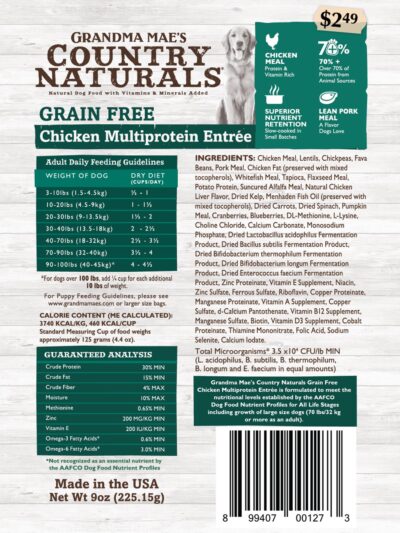 Grandma Mae's Country Naturals Premium All Natural Grain Free Dry Dog Food High-Protein Chicken 18ea/14 oz