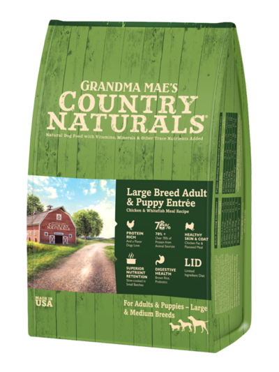 Grandma Mae's Country Naturals Large Breed Adult & Puppy Entrée Dry Dog Food Chicken & Rice 14lb
