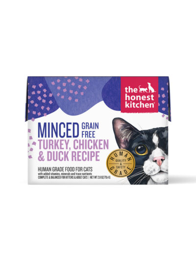 The Honest Kitchen Cat Grain Free Minced Turkey, Chicken & Duck In Bone Broth Gravy 2.8oz. (Case of 12)