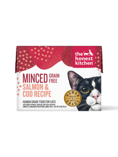 The Honest Kitchen Cat Grain Free Minced Salmon & Cod In Fish Broth Gravy 2.8oz. (Case of 12)
