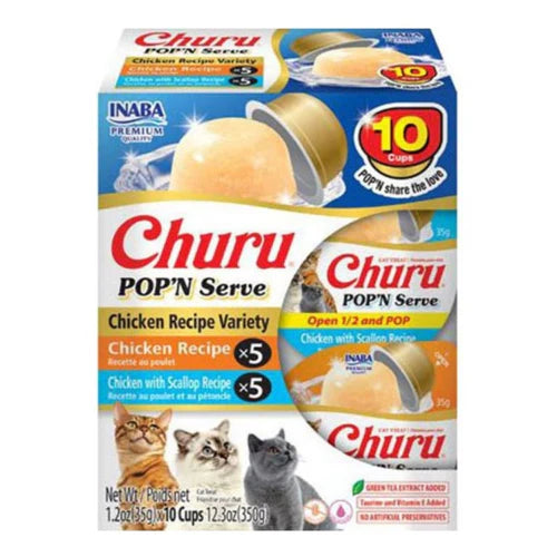 Inaba Churu Pop'N Serve Variety Pack Cat Treat Chicken Variety 12.3oz.