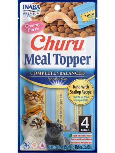 Inaba Churu Complete & Balanced Topper For Cats Tuna/Scallop 2oz. 4 Pk (Case of 6)